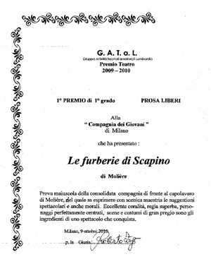  Premio Gatal a Le furberie di Scapino